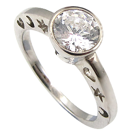 14K White Gold Solitaire Ring : 0.90 ct Diamond