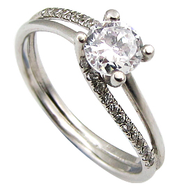 14K White Gold Multi Stone Ring : 0.42 cttw Diamonds