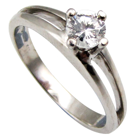 14K White Gold Solitaire Ring : 0.40 ct Diamond