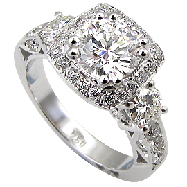 18K White Gold Multi Stone Ring : 1.90 cttw Diamonds