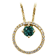 14K Yellow Gold 0.66cttw Emerald & Diamond Pendant