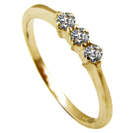 14K Yellow Gold Three Stone Ring : 0.12 cttw Diamonds