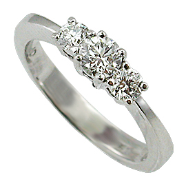 18K White Gold Three Stone Ring : 0.50 cttw Diamonds