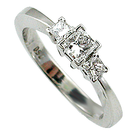 18K White Gold Three Stone Ring : 0.50 cttw Diamonds
