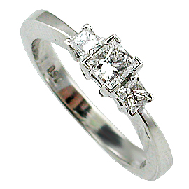 14K White Gold Three Stone Ring : 0.50 cttw Diamonds