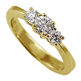 14K Yellow Gold Three Stone Ring : 0.50 cttw Diamonds