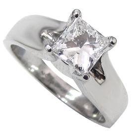 18K White Gold Solitaire Ring : 1.00 ct Diamond