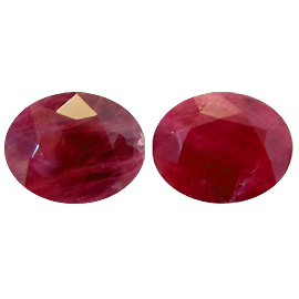 7.82 cttw Pair of Oval Rubies : Deep Darkish Red