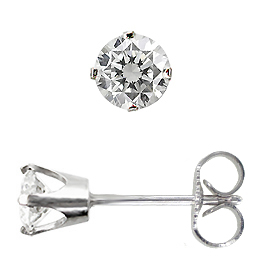 14K White Gold Crown Stud Earrings : 0.50 cttw Diamonds