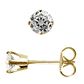 14K Yellow Gold Stud Earrings : 0.40 cttw Diamonds