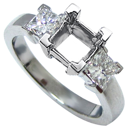 18K White Gold Three Stone Setting : 0.50 cttw Diamonds