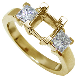 18K Yellow Gold Three Stone Setting : 0.50 cttw Diamonds