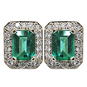 18K White Gold Designer 2.60cttw Emerald & Diamond Earrings
