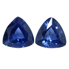 1.06 cttw Pair of Trillion Blue Sapphires : Bluish Blue