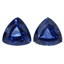 1.09 cttw Pair of Trillion Blue Sapphires : Medium Royal Blue