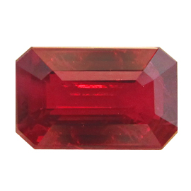0.97 ct Emerald Cut Ruby : Pigeon Blood Red