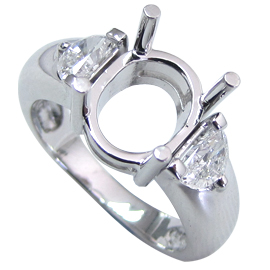 18K White Gold Three Stone Setting : 0.75 cttw Diamonds