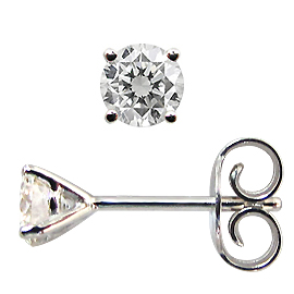 14K White Gold Stud Earrings : 0.50 cttw Diamonds