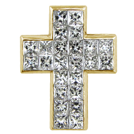 18K Yellow Gold Cross Pendant : 1.00 cttw Diamonds