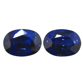 5.11 cttw Pair of Oval Blue Sapphires : Deep Rich Blue