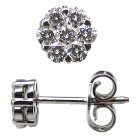 18K White Gold Stud Earrings : 0.47 cttw Diamonds