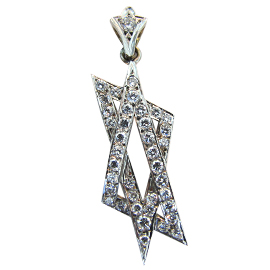 14K White Gold Star of David Pendant : 1.35 cttw Diamonds