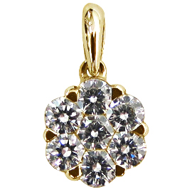 18K Yellow Gold Drop Pendant : 0.56 cttw Diamonds