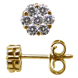 18K Yellow Gold Stud Earrings : 0.47 cttw Diamonds