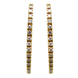 18K Yellow Gold Hoop Earrings : 0.46 cttw Diamonds