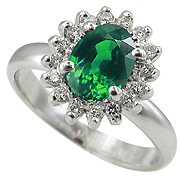 14K White Gold 1.16cttw Emerald & Diamond Ring