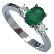 18K White Gold 0.70cttw Emerald & Diamond Ring