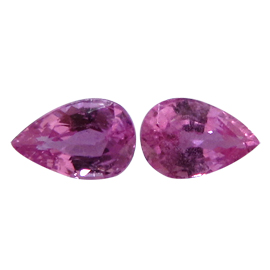 1.15 cttw Pair of Pear Shape Pink Sapphires : Rich Darkish Pink