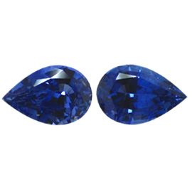 2.56 cttw Cornflower Blue Pair of Pear Shape Natural Blue Sapphires