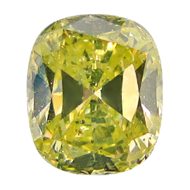1.01 ct Cushion Cut Diamond : Fancy Green Yellow / I1