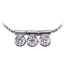 18K White Gold Three Stone Pendant : 1/3 cttw Diamonds