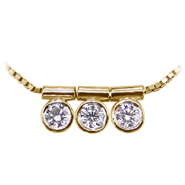 18K Yellow Gold Three Stone Pendant : 1/3 cttw Diamonds