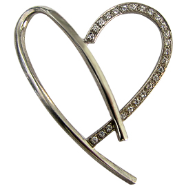 18K White Gold Heart Pendant : 0.16 cttw Diamonds