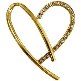 18K Yellow Gold Heart Pendant : 0.16 cttw Diamonds