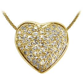 18K Yellow Gold Heart Pendant : 0.50 cttw Diamonds