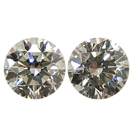 3.07 cttw Pair of Round Natural Diamonds : K / SI3