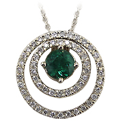 14K White Gold 0.77cttw Emerald & Diamond Pendant