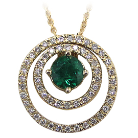 14K Yellow Gold Drop Pendant : 0.77 cttw Emerald & Diamonds