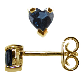 18K Yellow Gold Stud Earrings : 1/2 cttw Blue Sapphires