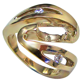 18K Yellow Gold Three Stone Setting : 0.12 cttw Diamonds