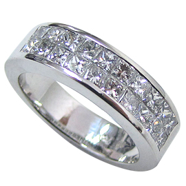 18K White Gold Band : 1.20 cttw Diamonds