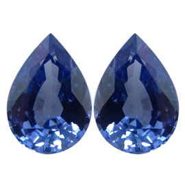 2.45 cttw Pair of Pear Shape Blue Sapphires : Fine Blue