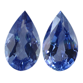3.09 cttw Pair of Pear Shape Blue Sapphires : Deep Royal Blue