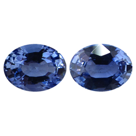 2.22 cttw Pair of Oval Blue Sapphires : Fine Blue