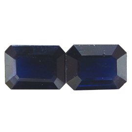 3.42 cttw Pair of Emerald Cut Blue Sapphires : Midnight Blue