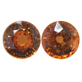 2.67 cttw Golden Orange Pair of Round Natural Sapphires